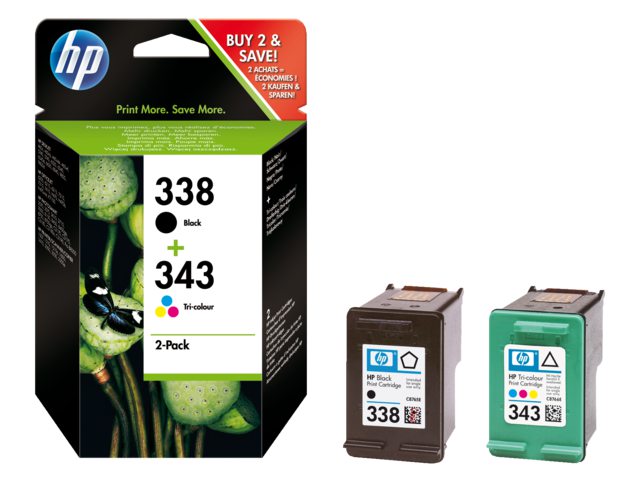 Inkcartridge HP SD449EE 338 + 343 zwart + kleur