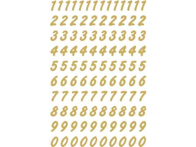 Etiket Herma 4151 8mm getallen 0-9 goud op transparant 200st