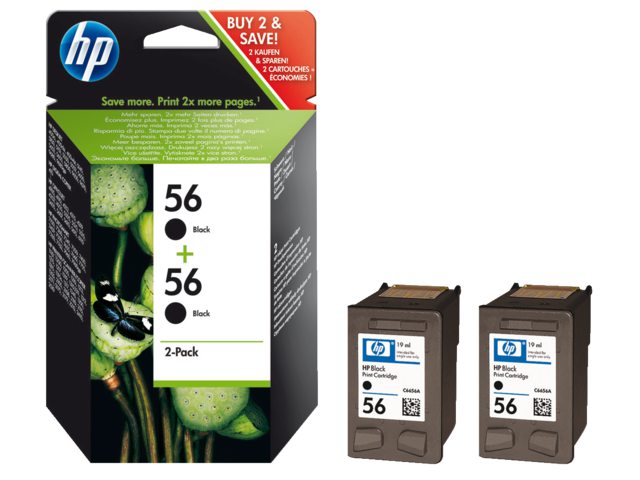 Inkcartridge HP C9502A 56 zwart 2x