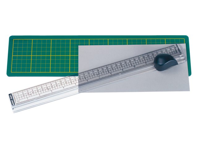 Snijmat Alco met mes en liniaal 380x100mm groen