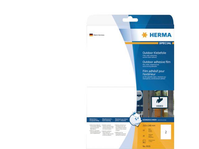 Etiket Herma 9535 210x148mm A5 polyester wit 20stuks