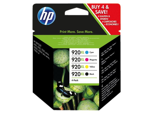Inkcartridge HP C2N92AE 920XL zwart + 3 kleuren HC