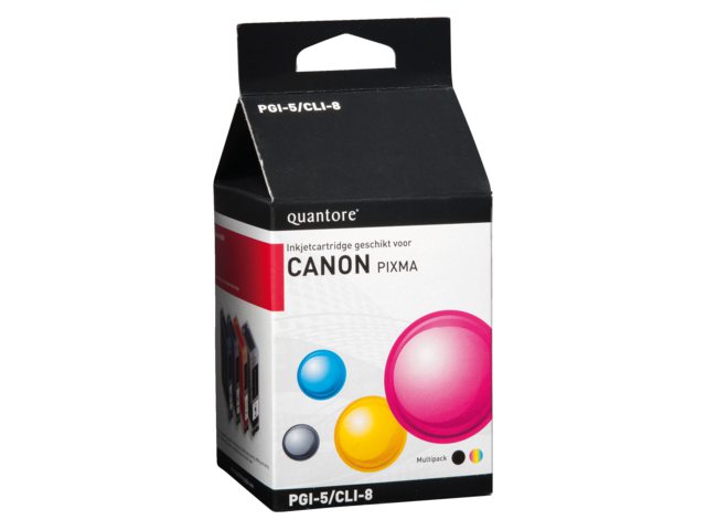 Inkcartridge Quantore Canon PGI-5 CLI-8 zwart + 3 kleuren