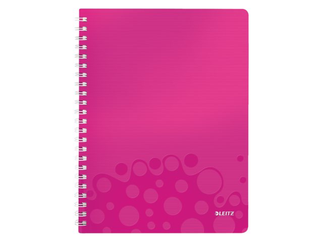 Notitieboek Leitz WOW A4 spiraal PP lijn roze