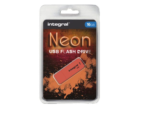 USB-stick 2.0 Integral 16Gb neon oranje