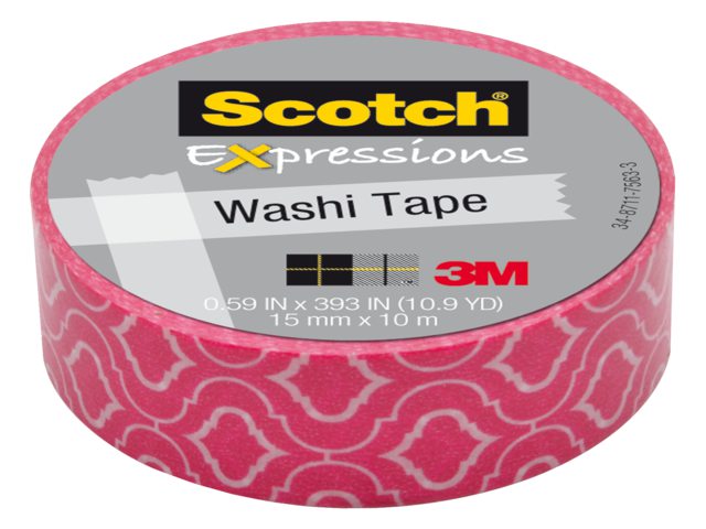 Plakband Scotch Expressions Washi 15mmx10m pink cracked