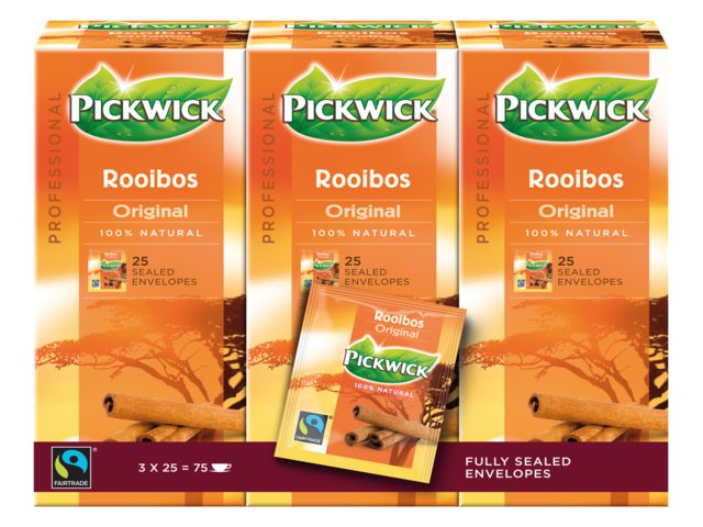 Thee Pickwick Fair Trade rooibos 25 zakjes van 1.5gr