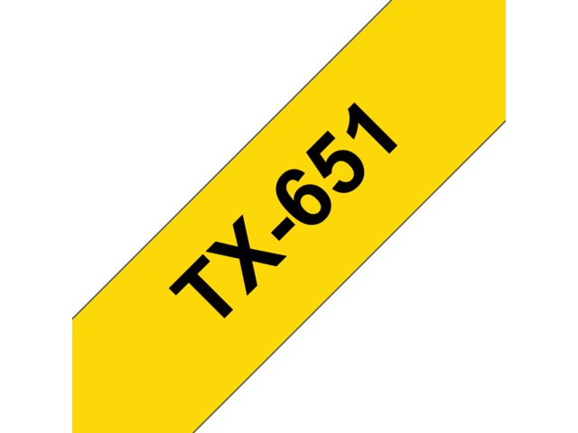 Labeltape Brother P-touch TX651 24mm zwart op geel