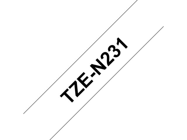 Labeltape Brother P-touch TZEN231 12mm zwart op wit