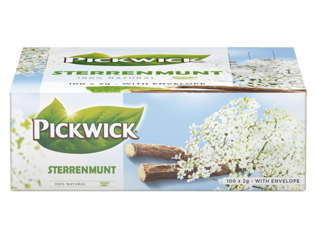Thee Pickwick sterrenmunt 100 zakjes van 2gram met envelop