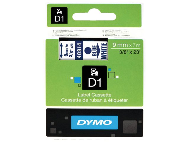 Labeltape Dymo 40914 D1 720690 9mmx7m Blauw op wit