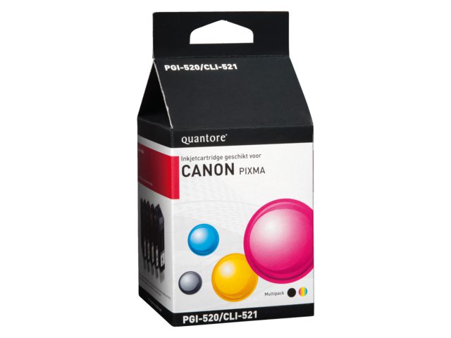 Inkcartridge Quantore Canon PGI-520 CLI-521 2zwart + 3kleur