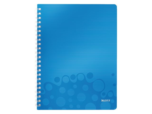 Notitieboek Leitz WOW A4 spiraal PP lijn blauw
