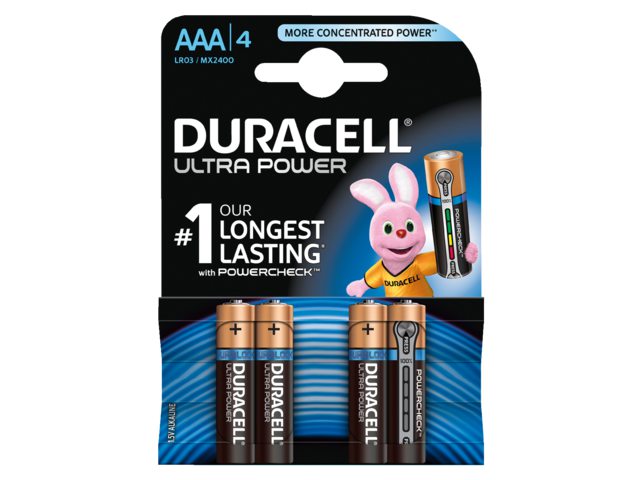 Batterij Duracell Ultra Power 4xAAA