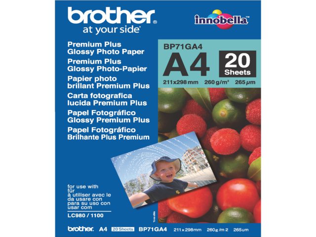 Inkjetpapier Brother Bp-71 A4 glans 260gr 20vel