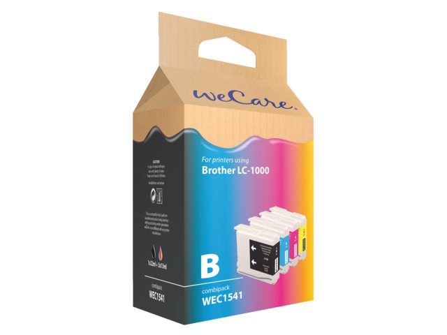 Inkcartridge Wecare Brother LC-1000 zwart + 3 kleuren