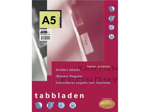 Tabbladen Multo A5 17-gaats 7310700 5-delig ass karton 180gr