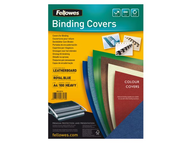 Voorblad Fellowes A4 lederlook royal blauw 100stuks