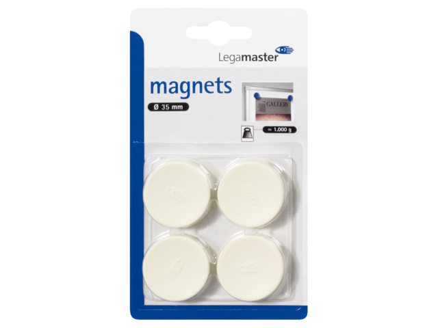 Magneet Legamaster 35mm 1000gr wit 4stuks