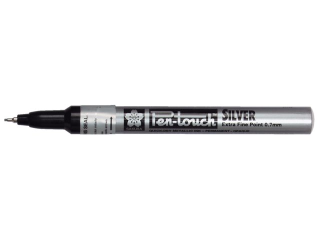Viltstift Bruynzeel pen-touch EF zilver 1-2mm