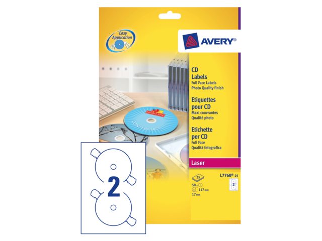 Etiket Avery L7760-25 CD full size glossy 50stuks