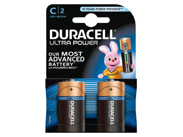 Batterij Duracell Ultra Power 2xC MX1400