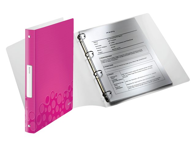 Ringband Leitz WOW A4 4O-rings 25mm PP roze