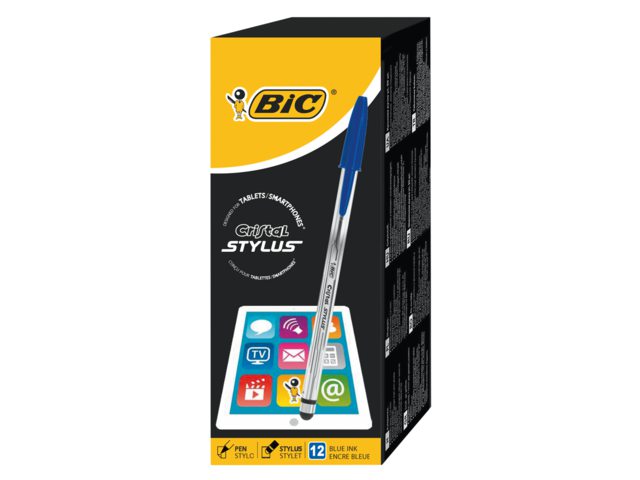 Balpen Bic Cristal Stylus blauw