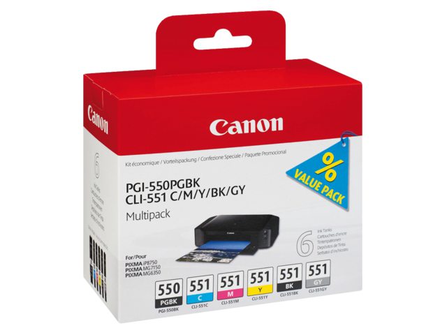 Inkcartridge Canon PGI-550 + CLI-551 zwart + kleur