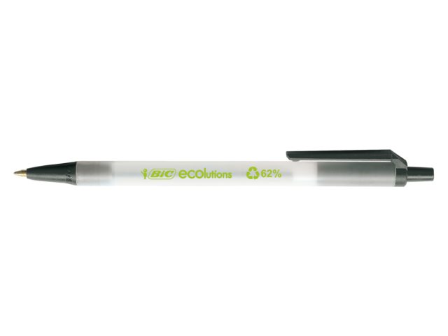 Balpen Bic Ecolution Clic Stic zwart medium