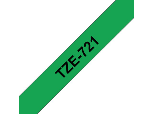 Labeltape Brother P-touch TZE721 9mm zwart op groen
