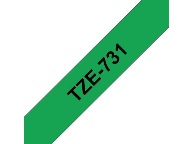 Labeltape Brother P-touch TZE731 12mm zwart op groen
