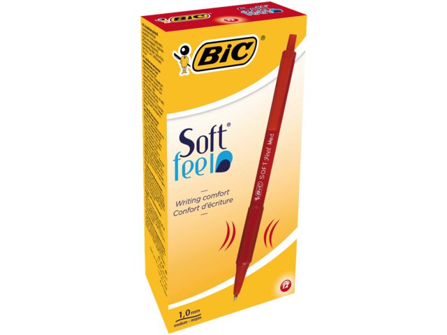 Balpen Bic Soft Feel Clic Grip rood medium