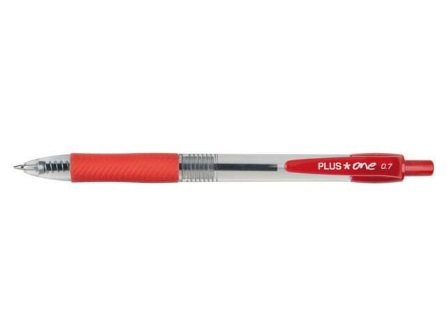 Balpen Plus Office grip drukknop 1.0mm rood