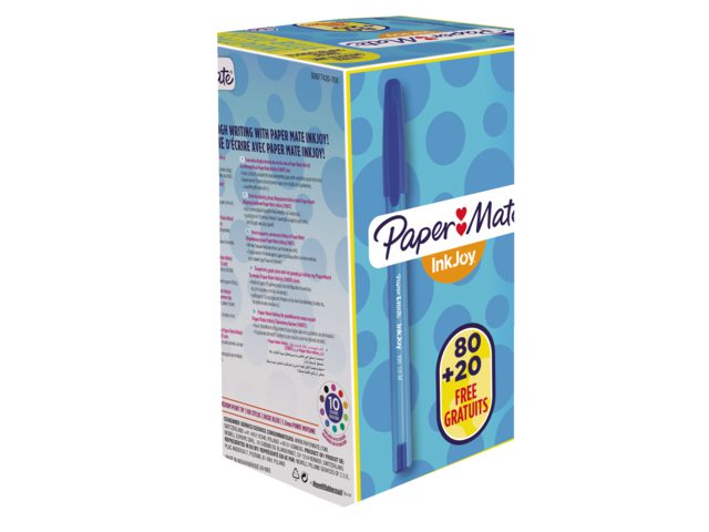 Balpen Paper Mate Inkjoy 100 blauw medium 80+20 gratis