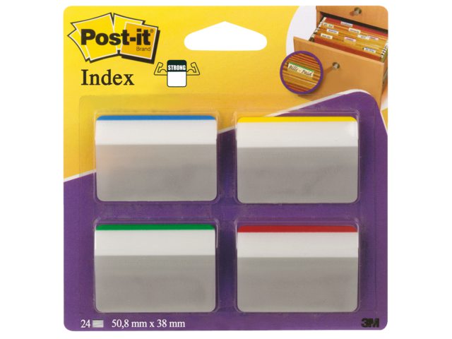 Indextabs 3M Post-it 686A1 strong 50mm 4 kleuren