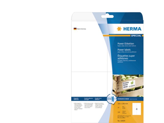 Etiket Herma 10909 105x148mm A6 extra sterk wit 100stuks
