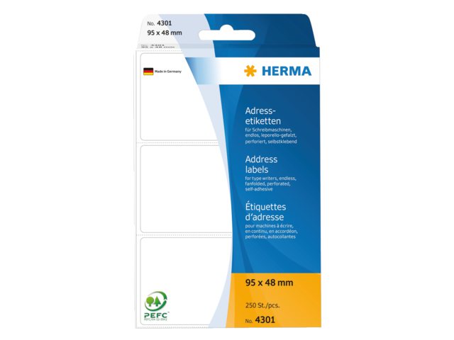 Etiket Herma adres 4301 95x48mm 250stuks zig-zag