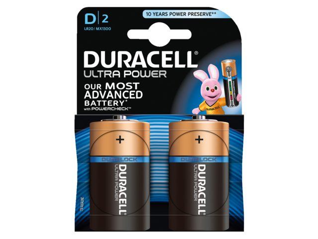 Batterij Duracell Ultra Power 2xD MX1300