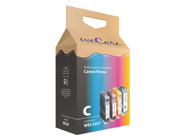 Inkcartridge Wecare Canon PGI-5 CLI-8 zwart + 3 kleuren