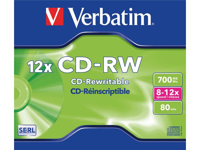 CD-RW Verbatim 700MB 80min 12X jewelcase