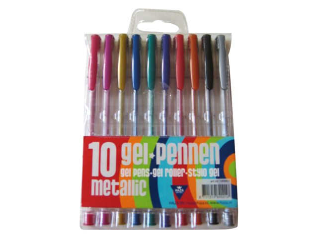 Gelschrijver Haza metallic assorti etui Ã  10st
