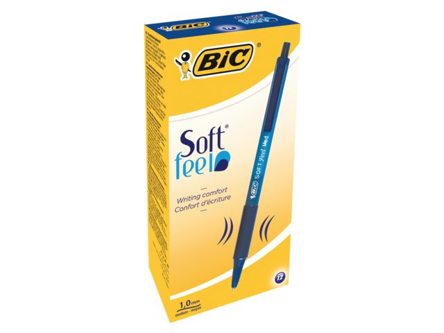 Balpen Bic Soft Feel Clic Grip blauw medium