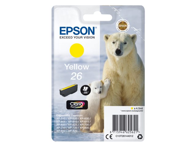 Inkcartridge Epson 26 T2614 geel