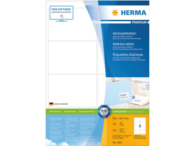 Etiket Herma 4269 99.1x67.7mm premium wit 800stuks