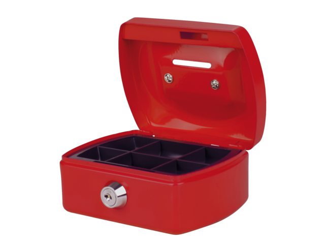 Geldkist Pavo met gleuf 125x95x60mm rood