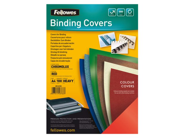 Voorblad Fellowes A4 Chromolux 250gr rood 100stuks