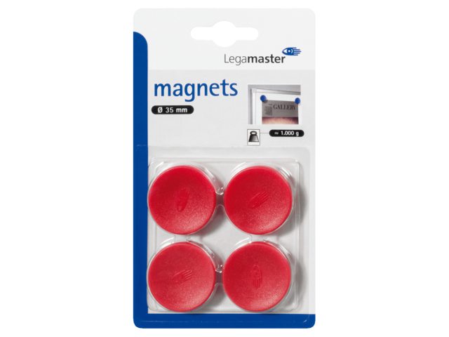 Magneet Legamaster 35mm 1000gr rood 4stuks