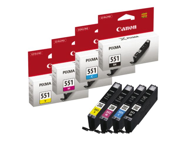 Inkcartridge Canon CLI-551 zwart + 3 kleuren