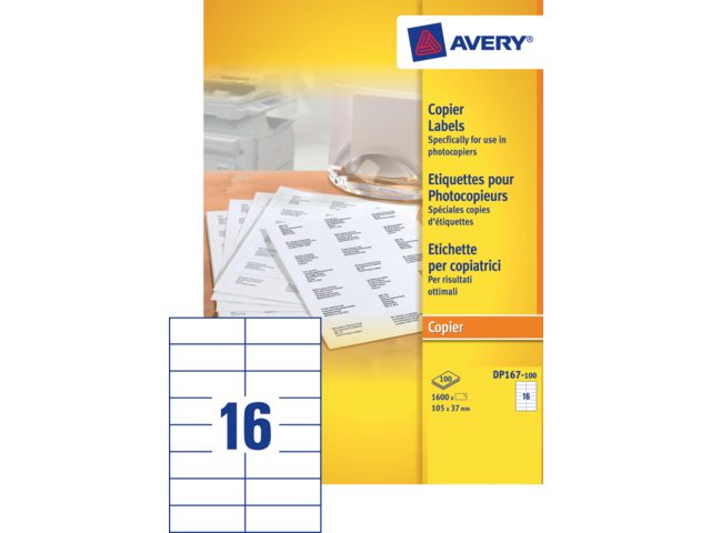 Etiket Avery DP167-100 105x37mm kopieren 1600stuks